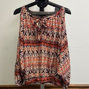 Umgee Red and Black Tribal Print Blouse